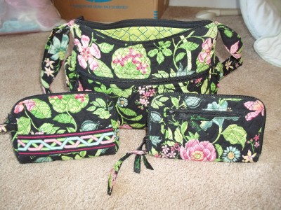 Details about Vera Bradley Botanica 4pc purse * wallet * makeup bag ...