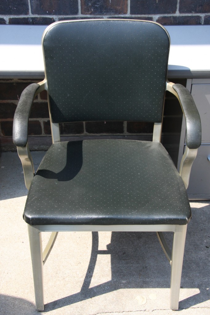 WWll EMECO NAVY BRUSHED ALUMINUM INDUSTRIAL TANKER DESK GOODFORM CHAIR