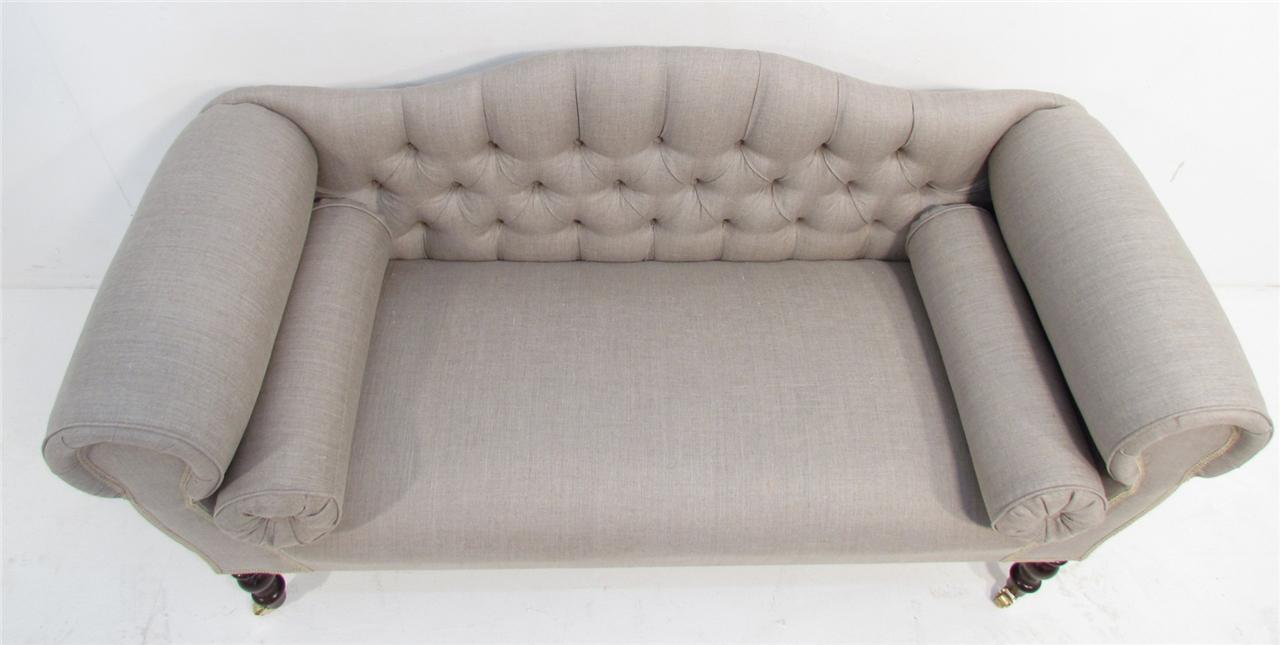 Antique Style Upholstered in Light Grey Chesterfield Hall Window Sofa