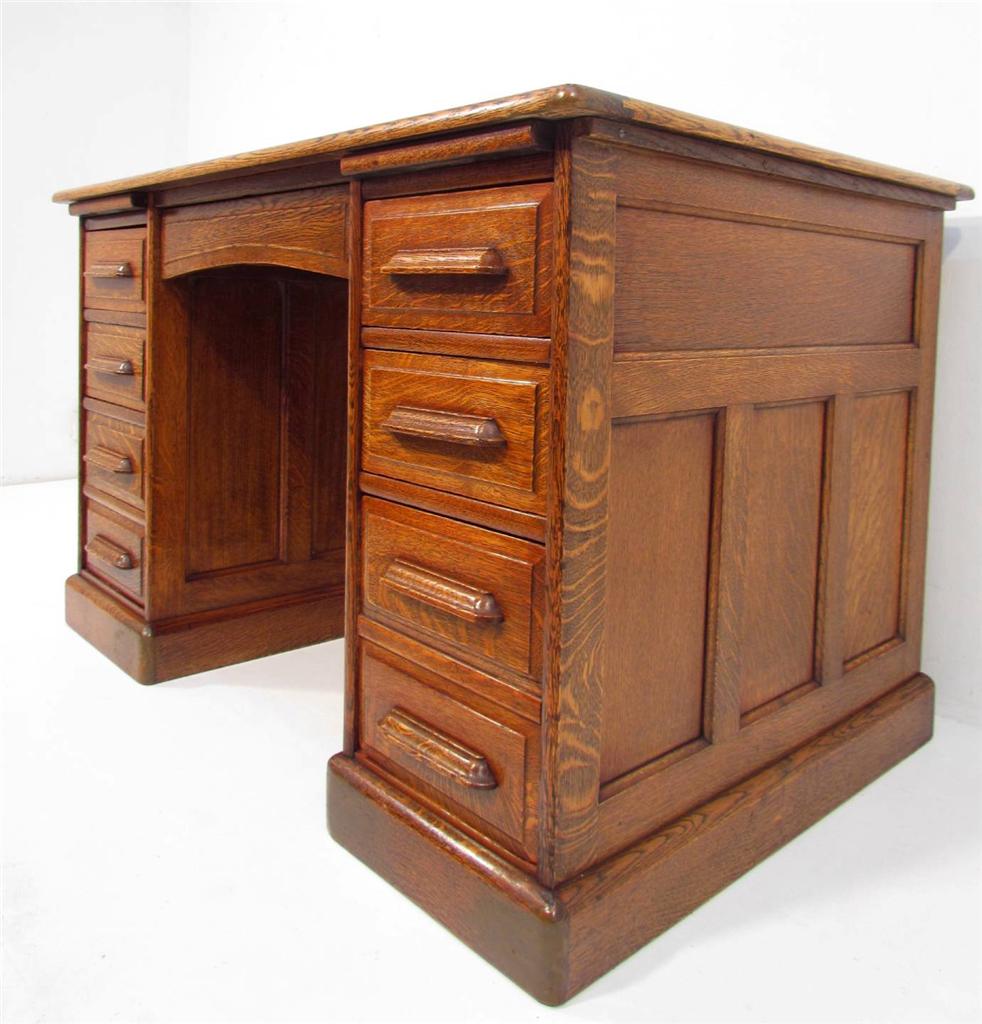 Antique 1920's Solid Oak Pedestal Desk eBay