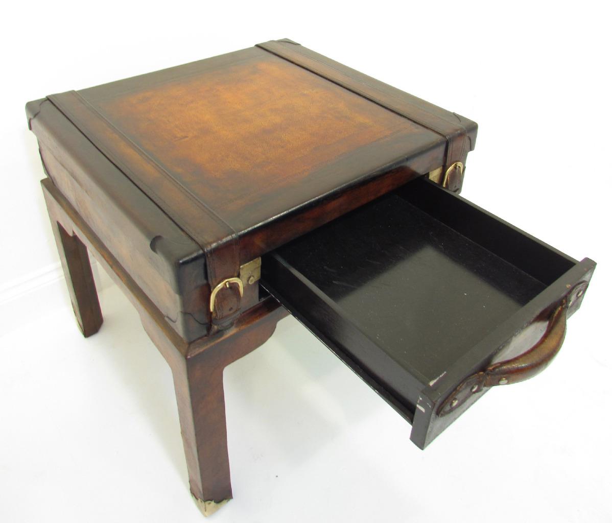 A Quirky Antique Style Leather Suitcase On Stand Bedside Table eBay