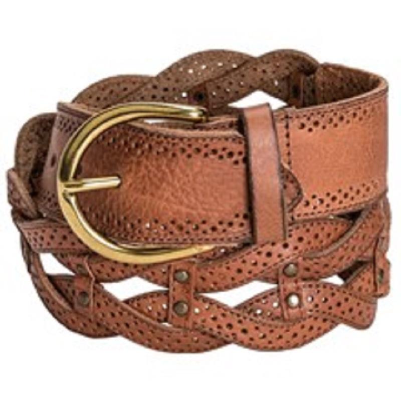 Womens Danbury Braided Cutout Tan Brown Leather Belt L XL 2XL 36 38 40 42 44 46 | eBay