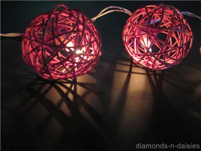 BROWN WICKER RATTAN BALL LED STRING FAIRY LIGHTS Home
