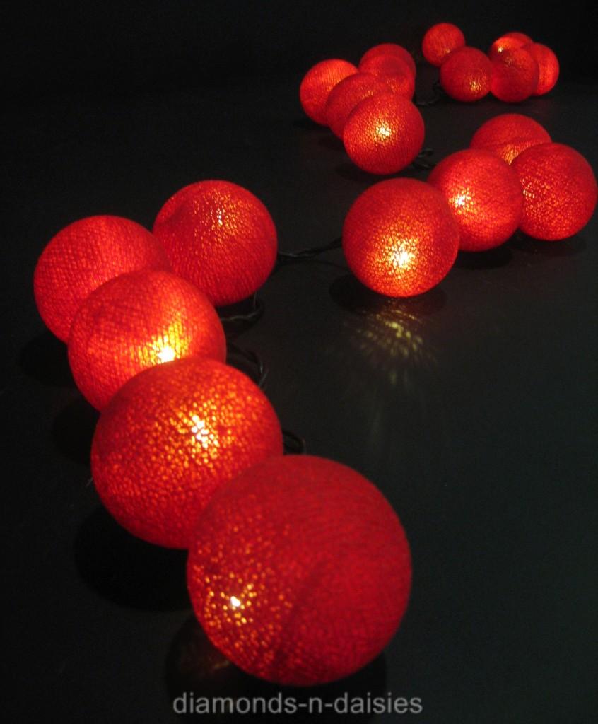 20 RED Battery Operated Cotton Ball LED String Fairy Lights Christmas Decoration eBay