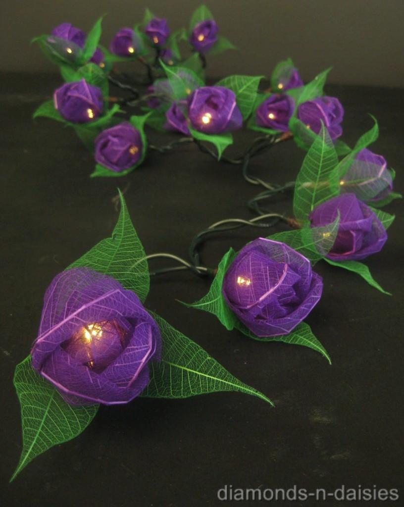 35 Purple Mini Rose Flower Led String Fairy Lights