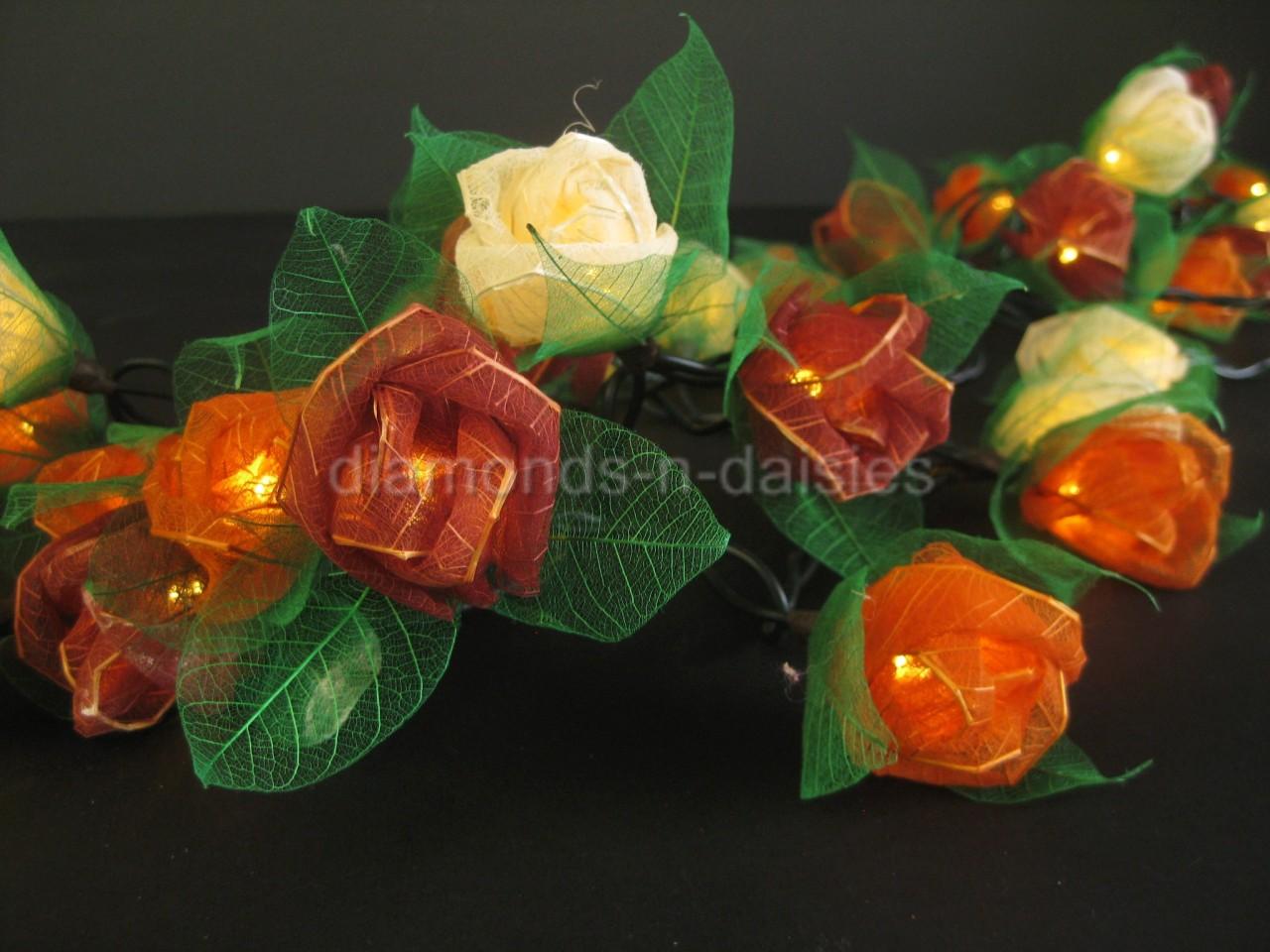 35-EARTHY-MIX-Mini-Rose-Flower-LED-String-Fairy-Lights-Lanterns-Home-Party