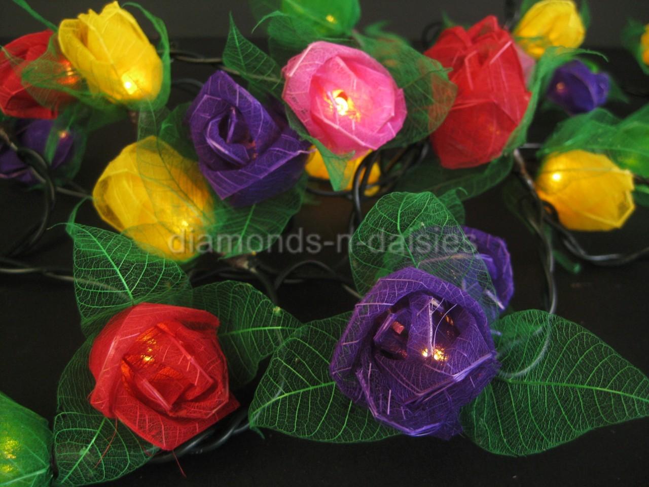 20 Mini Rose Flower BATTERY OPERATED String LED Fairy Lights 6