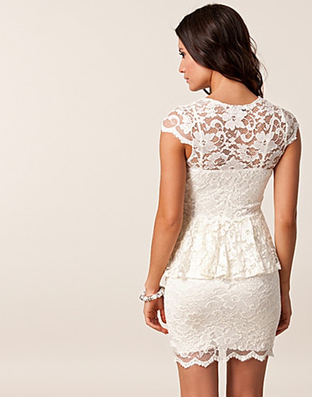 ASOS John Zack Cream Lace Peplum Cocktail Evening Dress Sz AU 6 XS