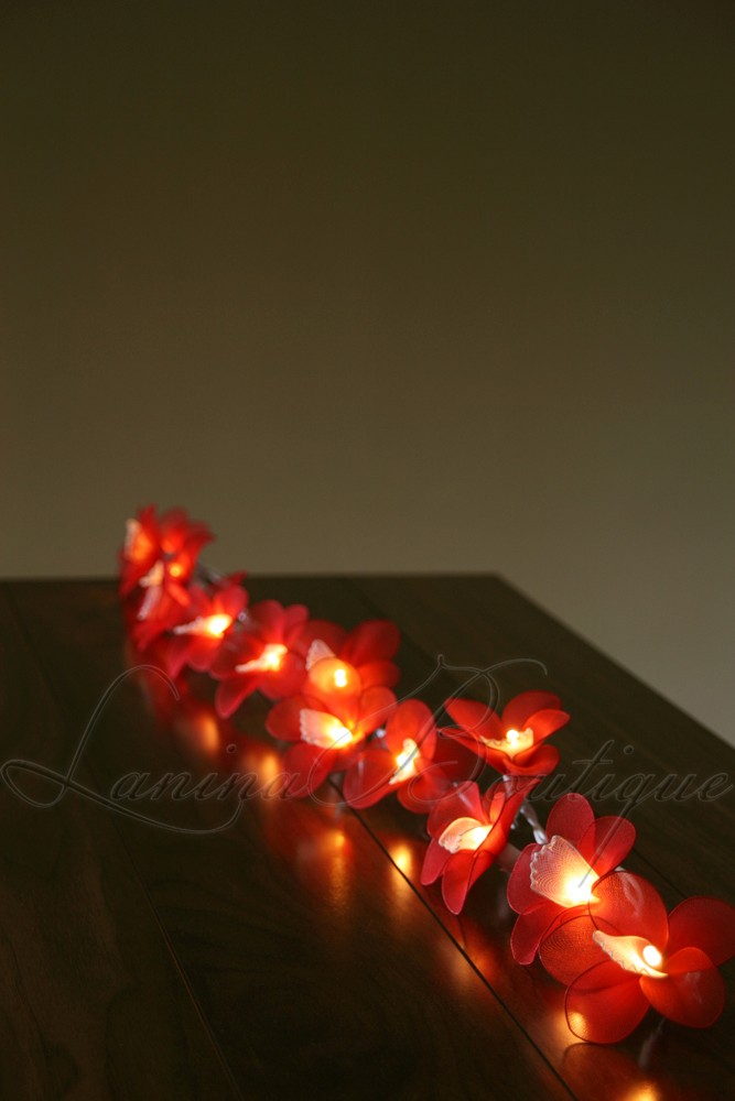 20 Red & White Orchid Flower LED String Fairy Lights BATTERY POWERED or AUS PLUG eBay