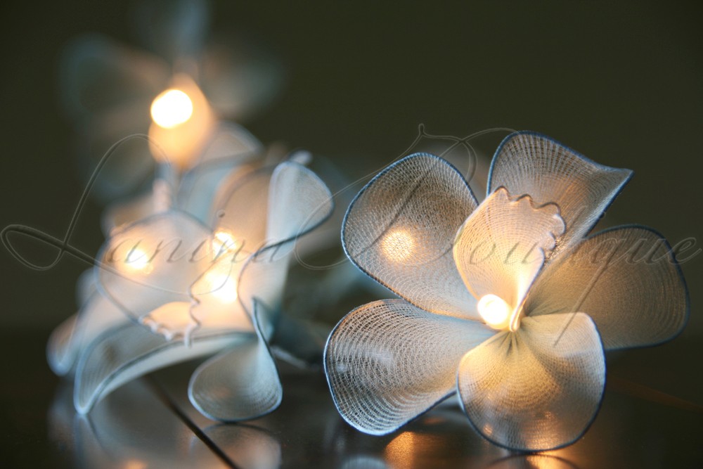 20 or 35 LED Nylon Orchid Flower String Fairy Lights Floral Wedding Decor PlugIn eBay