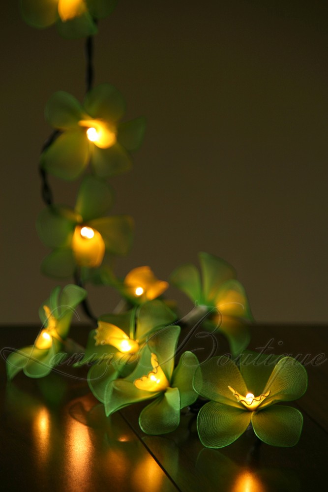 20 GREEN & YELLOW Orchid Flower LED String Fairy Lights Lanterns Christmas Gift eBay