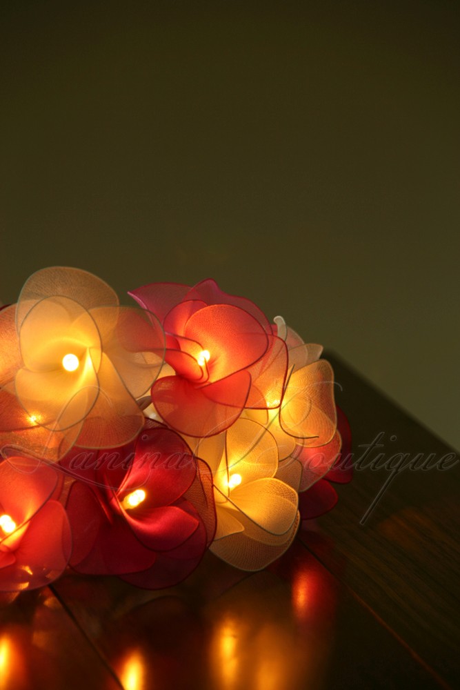 20 PINK & WHITE MIX Nylon Rose Flower BATTERY Operated LED String Fairy Lights eBay
