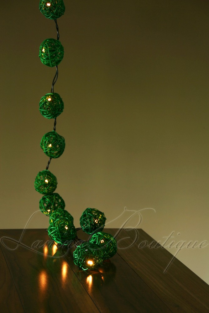 20 GREEN Wicker Rattan Ball LED String Fairy Lights Lanterns Christmas Party NEW eBay