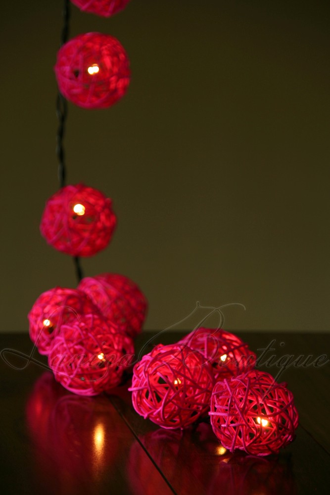 20 PINK Wicker Rattan Ball 3.5M LED String Fairy Lights Lanterns Nightlight NEW eBay