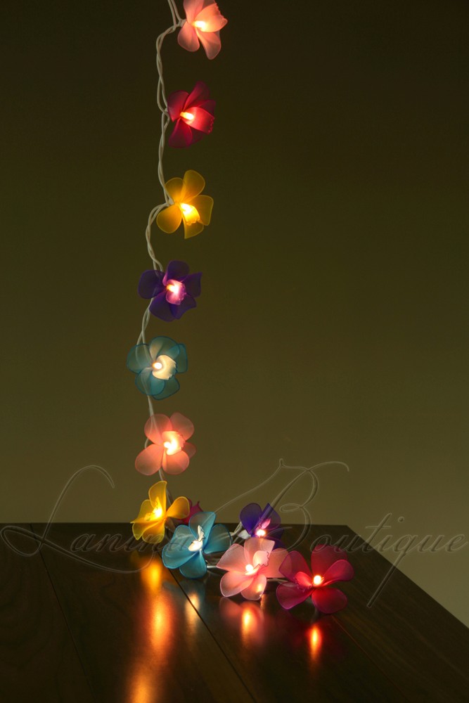 20 MULTICOLOURED Orchid Flower Battery Powered LED String Fairy Lights Lighting eBay