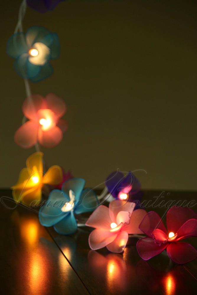 20 MULTICOLOURED Nylon Orchid Flower LED String Fairy Lights Childs Night Light eBay