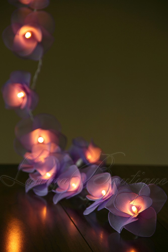 20 or 35 LED Nylon Rose Flower Plug In String Fairy Lights Floral Wedding Party