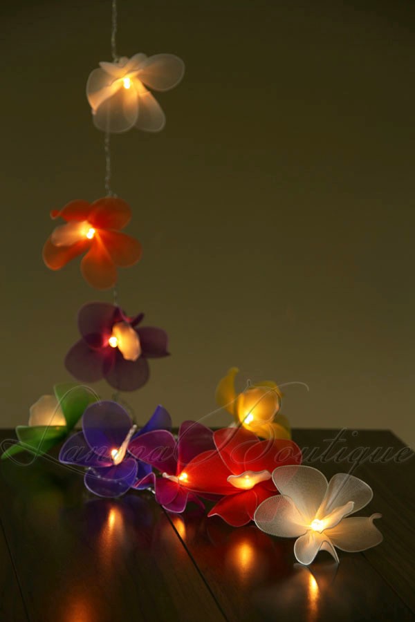 20 or 35 LED Nylon Rose Flower Plug In String Fairy Lights Floral Wedding Party