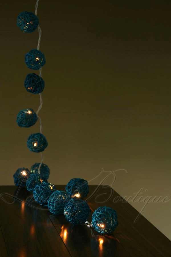 20 Blue Wicker Rattan Ball Battery Operated LED String Fairy Lights Lanterns eBay
