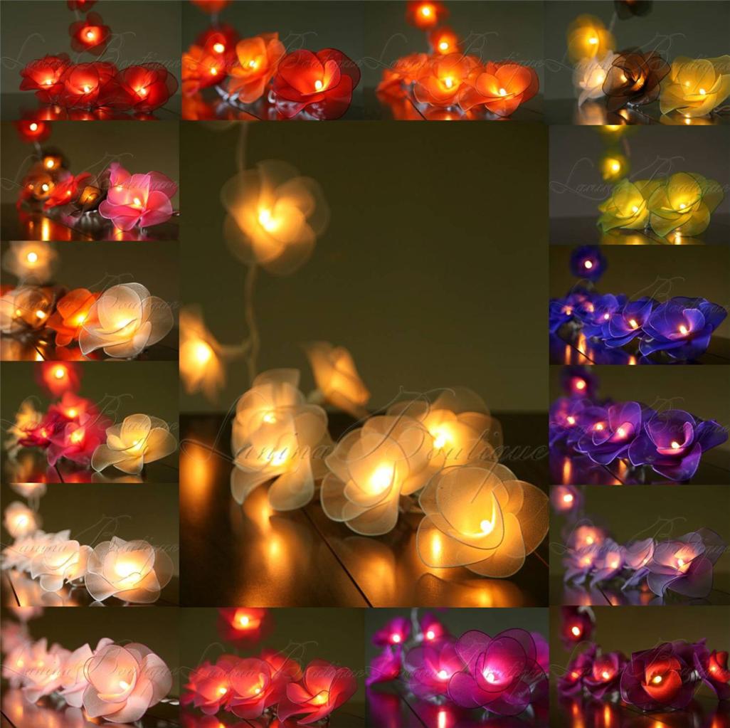 20 or 35 LED Nylon Rose Flower Plug In String Fairy Lights Floral Wedding Party eBay