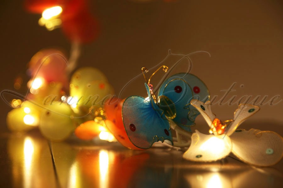 20 Butterfly LED BATTERY POWERED String Fairy Lights Night Light Nursery Child
