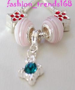 5pcs Silver /Murano Beads Pendant fit Charm Bracelet Y3