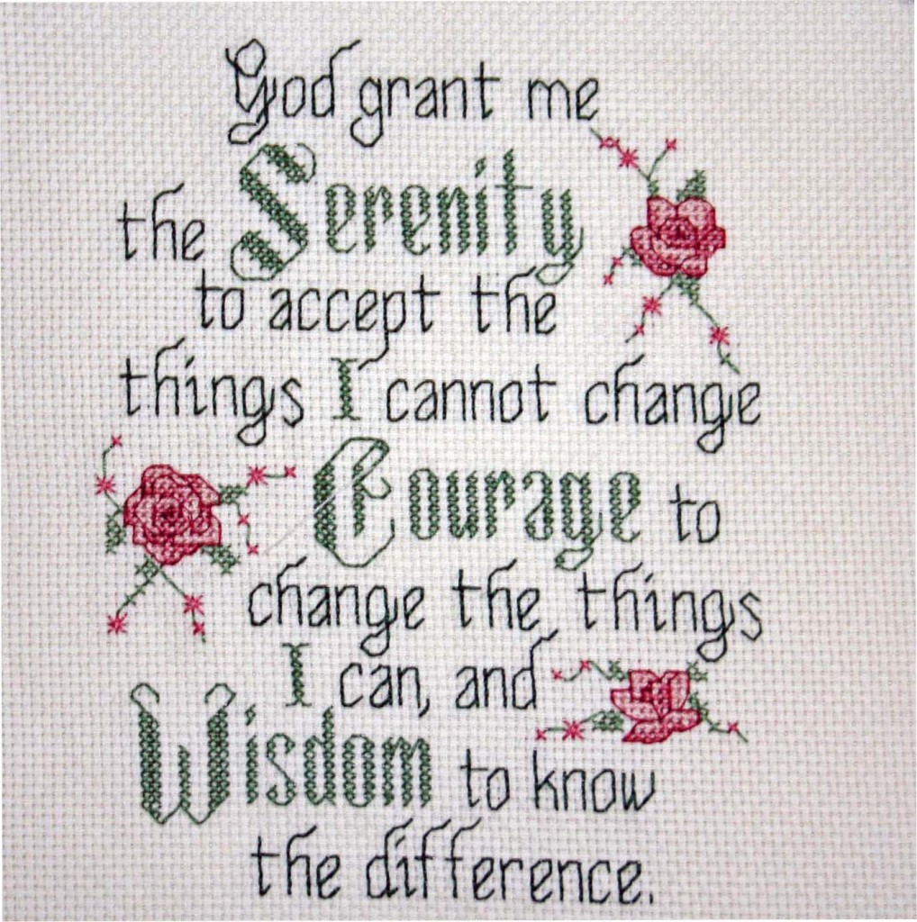 COMPLETED CROSS STITCH, SERENITY PRAYER