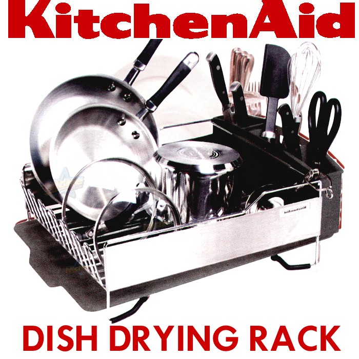 3PC KitchenAid DISH DRYING RACK Plate Drainer Tray Cup Holder Caddy