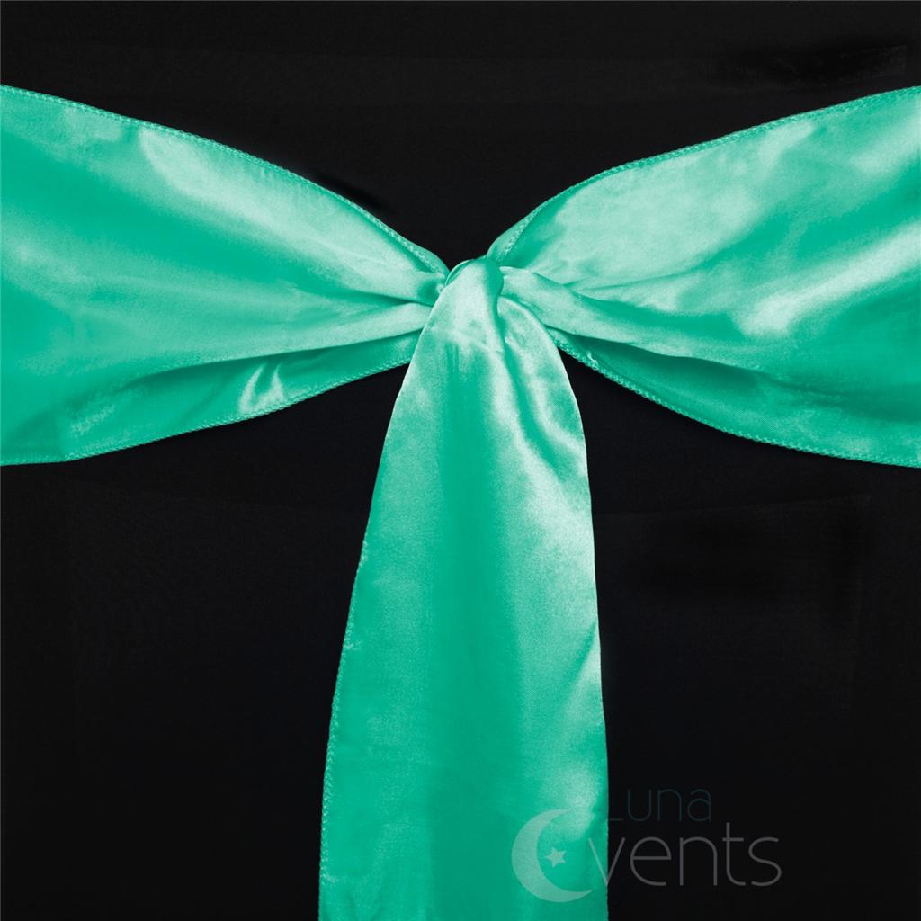 100 X Satin Sashes Chair Cover Bows Sheer Wedding Event White Black