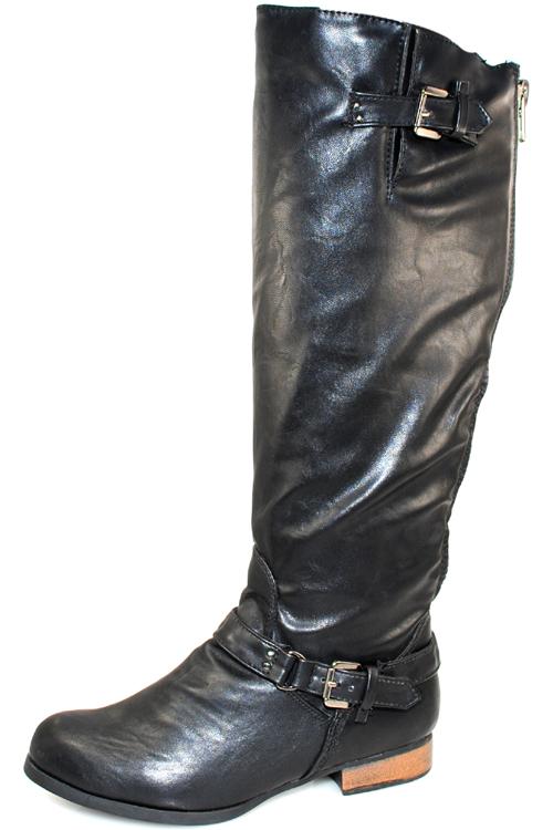 black knee high motorcycle boots