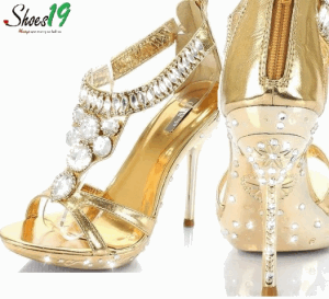 gold evening wear shoes