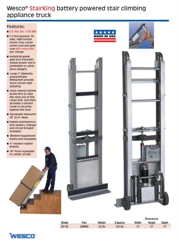 Wesco 230052 StairKing Stair Climbing Hand Truck Battery Power eBay