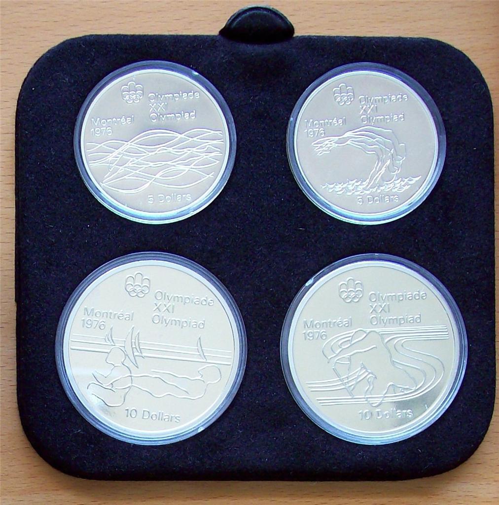 CANADA 1975 SERIES 5 OFFICIAL OLYMPIC SILVER PROOF COIN  SET -  4 COINS- 4.3 OZ