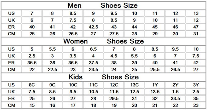 adidas shoe chart