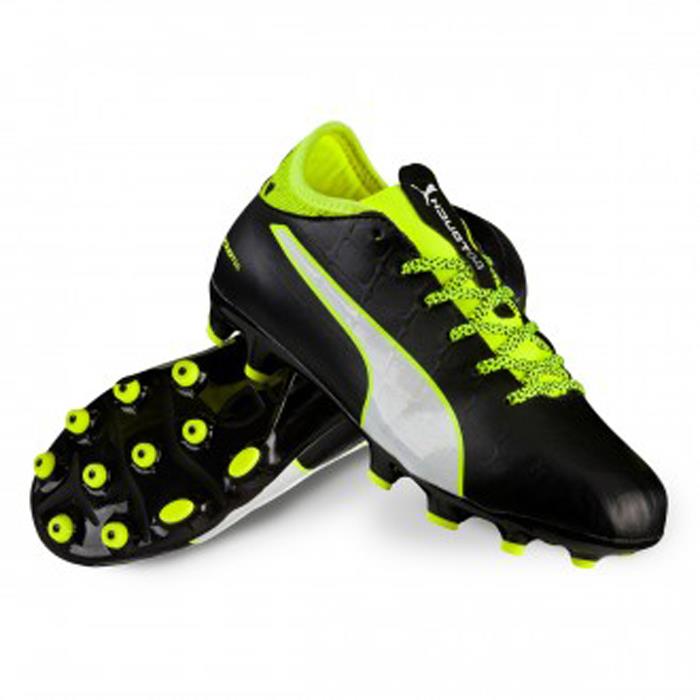Puma JR evoTouch 3 FG Youth Soccer Cleats Football Shoes Black/Yellow