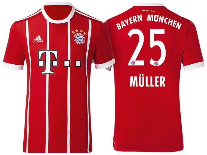 Adidas Bayern Munich 2017 18 Men S Home Jersey Muller 25 Red 1707 Ebay