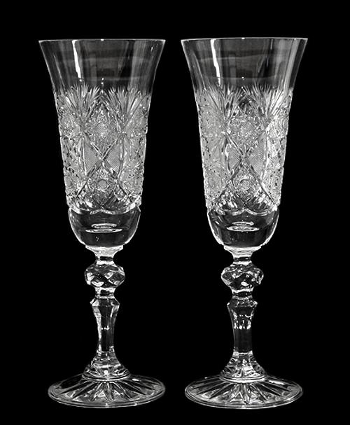 Czech Bohemian Vintage Leaded Crystal Hand Cut Blown Champagne Glasses Flutes 2x eBay