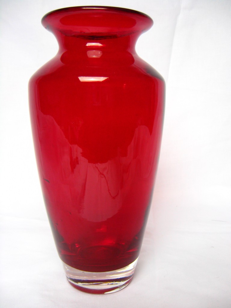 Ruby Red Cranberry Hand Blown Glass Vase eBay