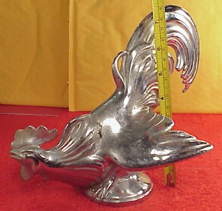 Vintage Fighting Rooster Truck Car Chrome Hood Ornament 8 Inchx10in