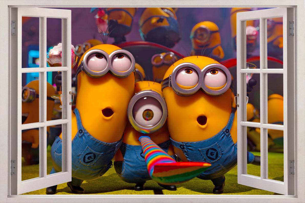 Despicable Me Minions 3D Window View Decal Wall Sticker Decor Art Mural ...