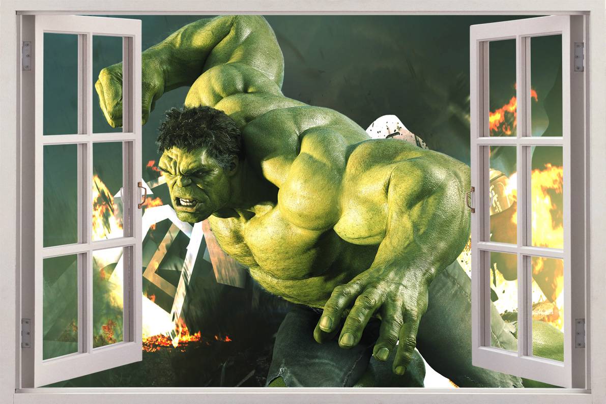 Incredible Hulk 3D Window View Decal Wall Sticker Home Decor Art Mural