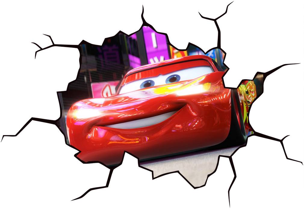 LIGHTNING MCQUEEN CRACKED WALL EFFECT Decal WALL STICKER Decor Art