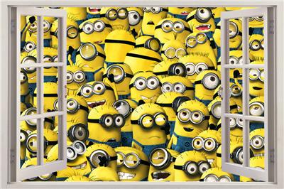 Minion Wall Decor minion crowd 3d window view decal wall sticker decor art mural Minion Wall Decor minion crowd 3d window view decal wall sticker decor art mural