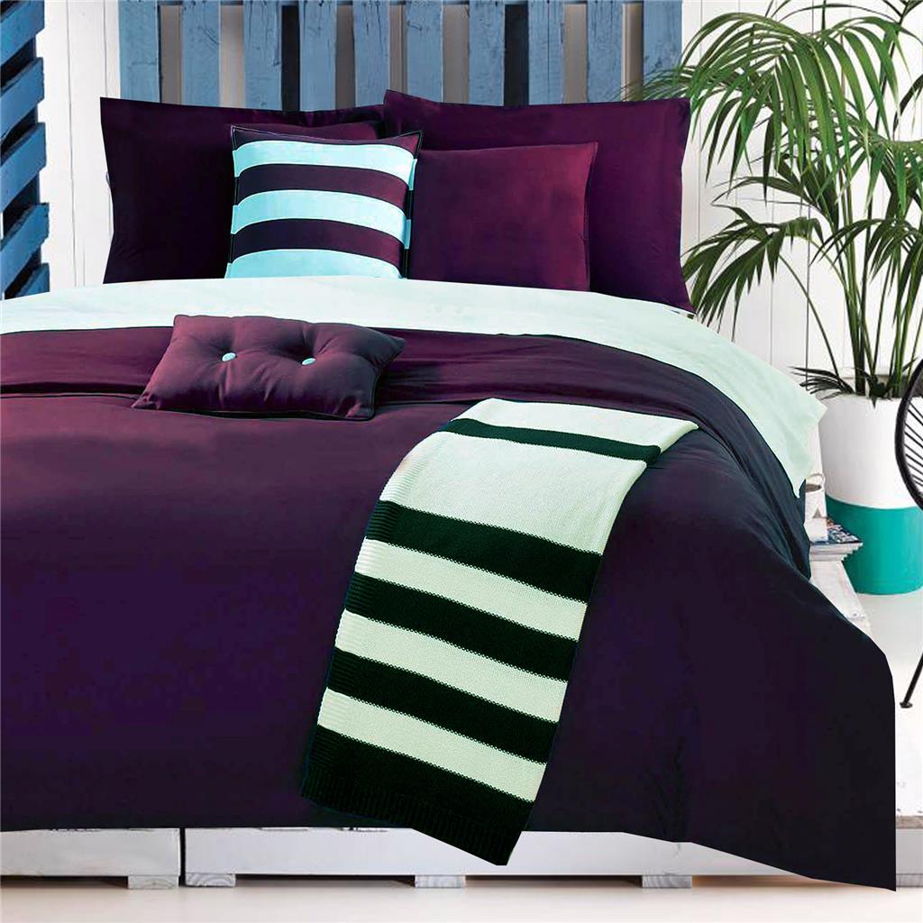 PURPLE 100 PURE COTTON QUEEN Size Bed Quilt Doona / Duvet Cover Set