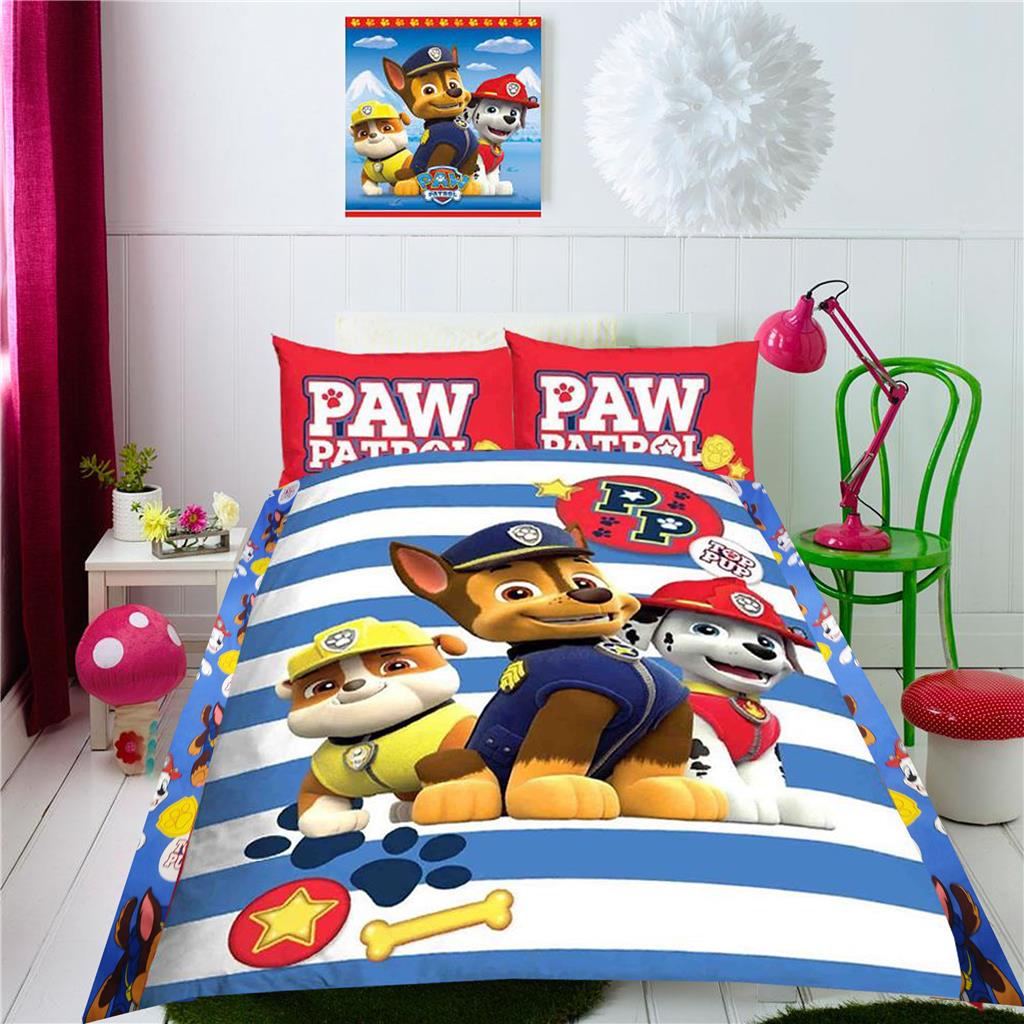 BOYS PAW PATROL DOUBLE SIZE KIDS BED COTTON QUILT DOONA DUVET COVER SET