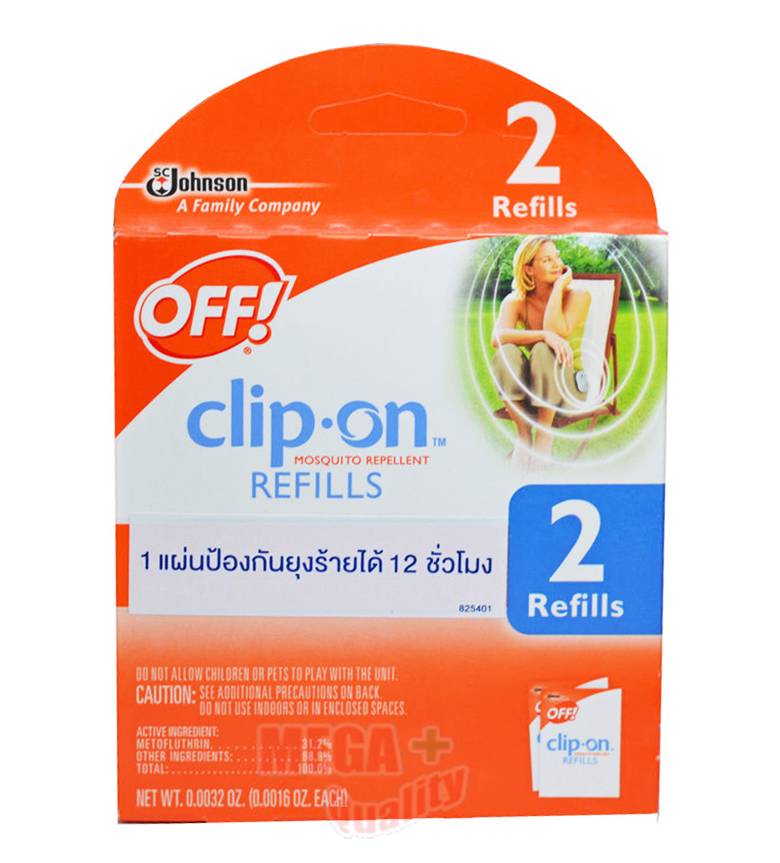 OFF ClipOn Mosquito Repellent REFILLS up to 12 Hour Protection 2 Refills