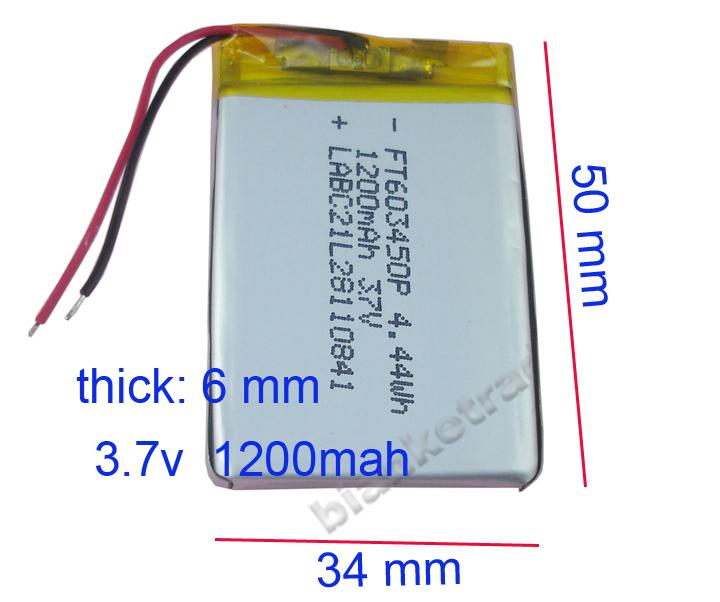 3.7V 1200 mAh Polymer Li ion battery rechargeable For mp4 GPS Tablet PC
