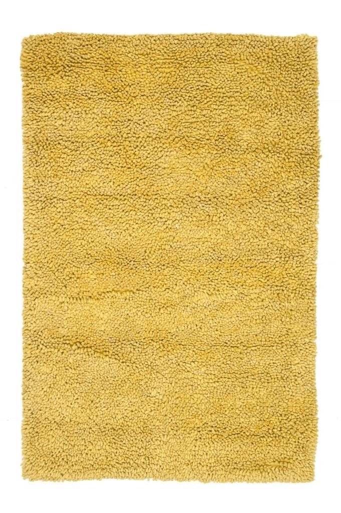 Handmade Mustard Yellow Shag Felted Himalayan Wool Rug. Heavy Quality