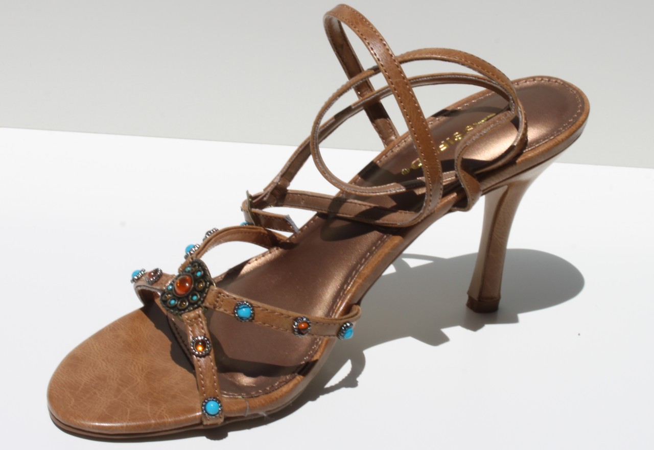 Brown Slingback High Heel Womens Sandals Evening Dress Shoes (Retail