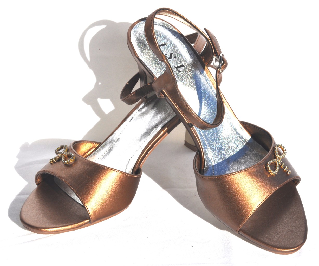 JSL Bronze High Heel Slingback Womens Evening Dress Shoes 9039 Retail ...